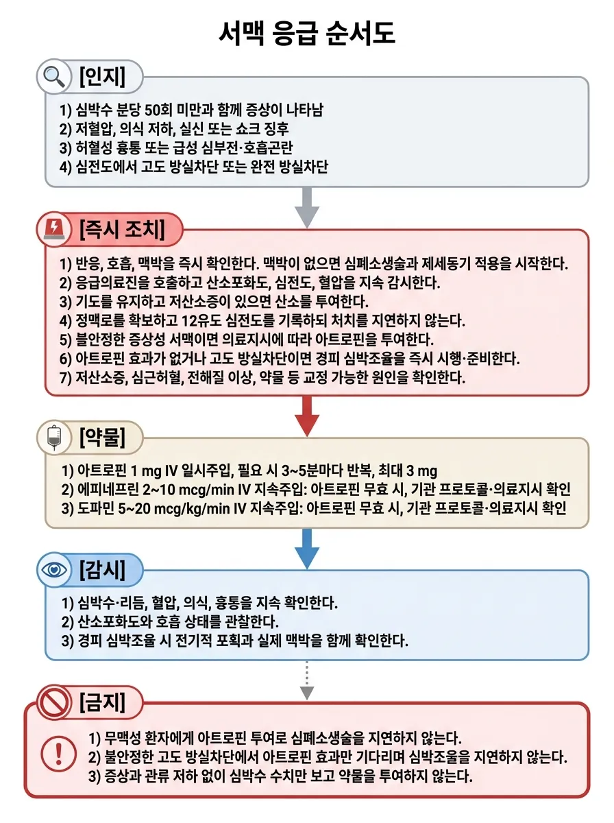 서맥 응급 순서도